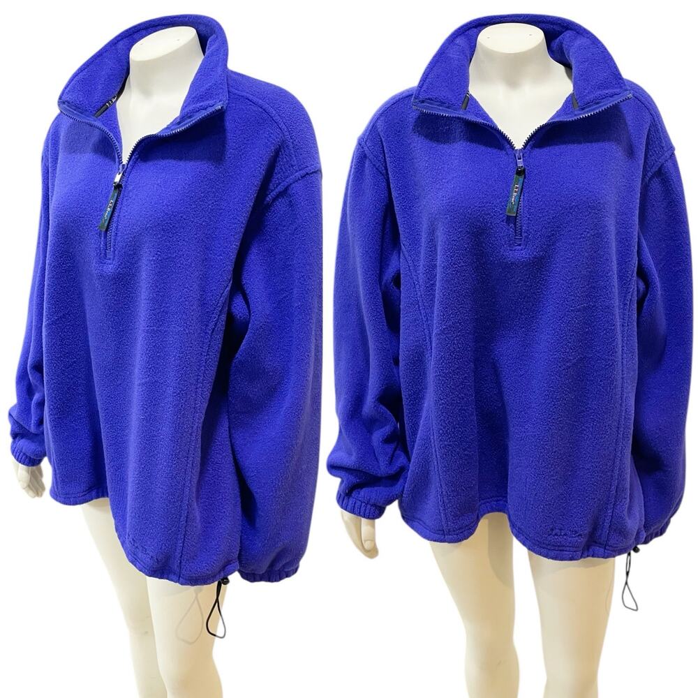 L.L.Bean Purple Fleece Oversized Pullover Quarter Zip Vintage Large